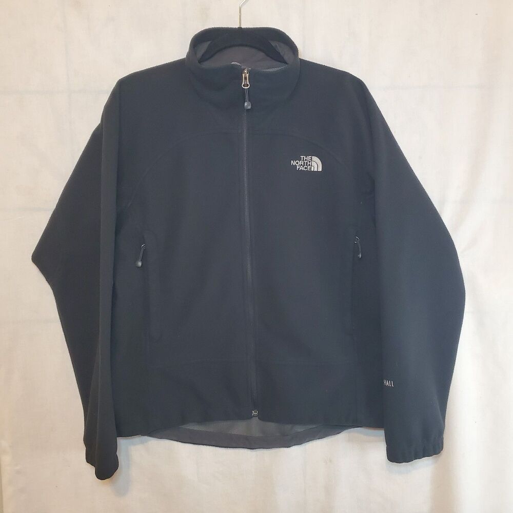 The North Face Mens WindWall Softshell Jacket Black Full Zip Fleece Lined Medium